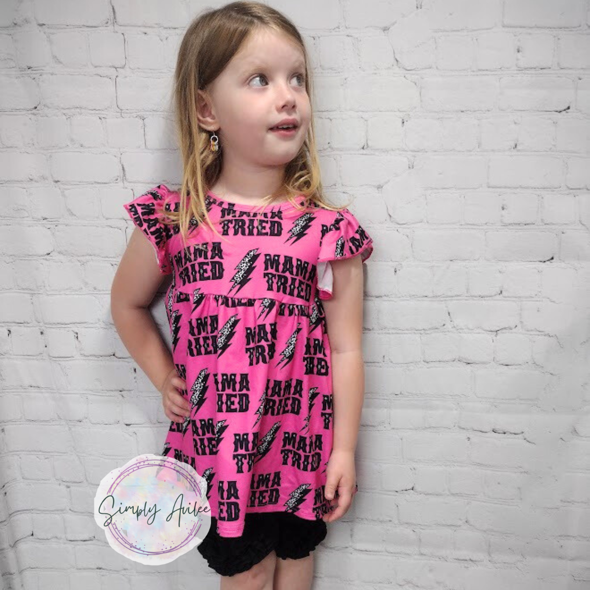 Mama Tried Girls Peplum Top and Ruffle Shorts