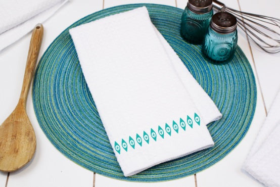Atomic Eyes Pyrex Waffle Weave Dishtowel