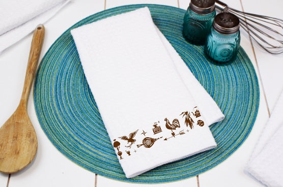 Early American Pyrex Pattern Waffle Weave Dishtowel