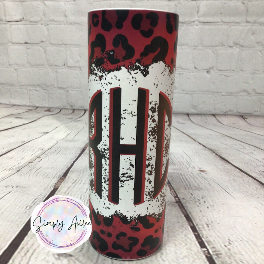 Customized Leopard Print Monogram Tumbler, 20oz Tumbler