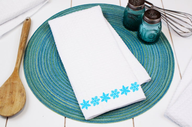Snowflake Pattern Waffle Weave Dishtowel