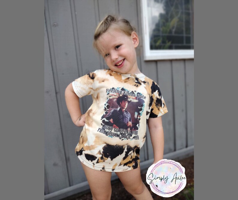 Feelin' Cute Bleached Tee, Faux Cowhide, Bud Sissy, Movie Tees, Kids and Adult