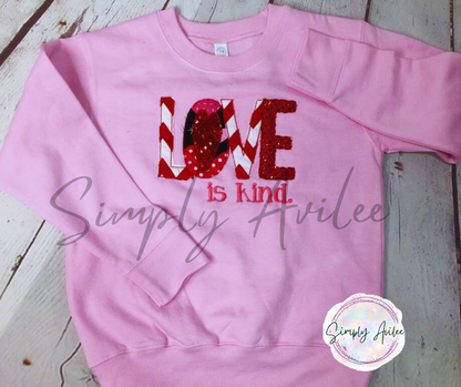 Love Is Kind, Personalized Kids Applique Valentine's Shirt