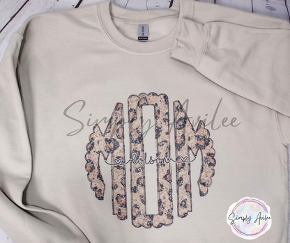 Monogram Glitter Leopard Print Shirt with Names