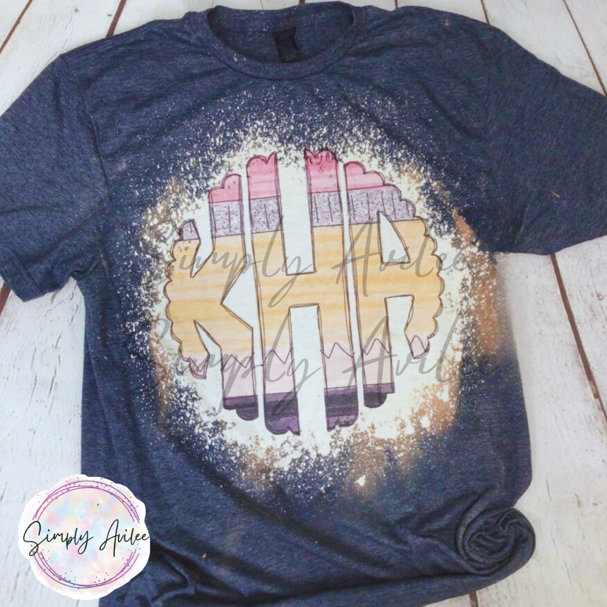 Pencil Monogram, Teacher Shirt
