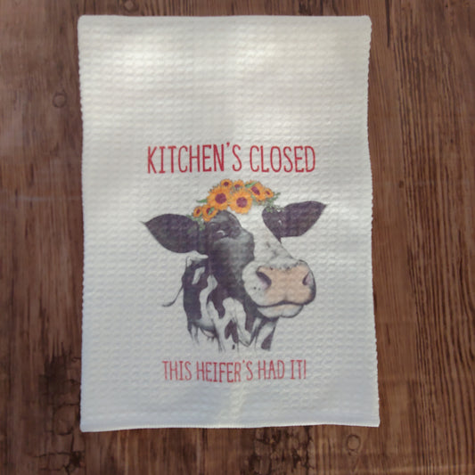Kitchen's Closed, Cow Dishtowel