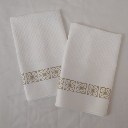 Verde Square Flower Pyrex Pattern Waffle Weave Dishtowel