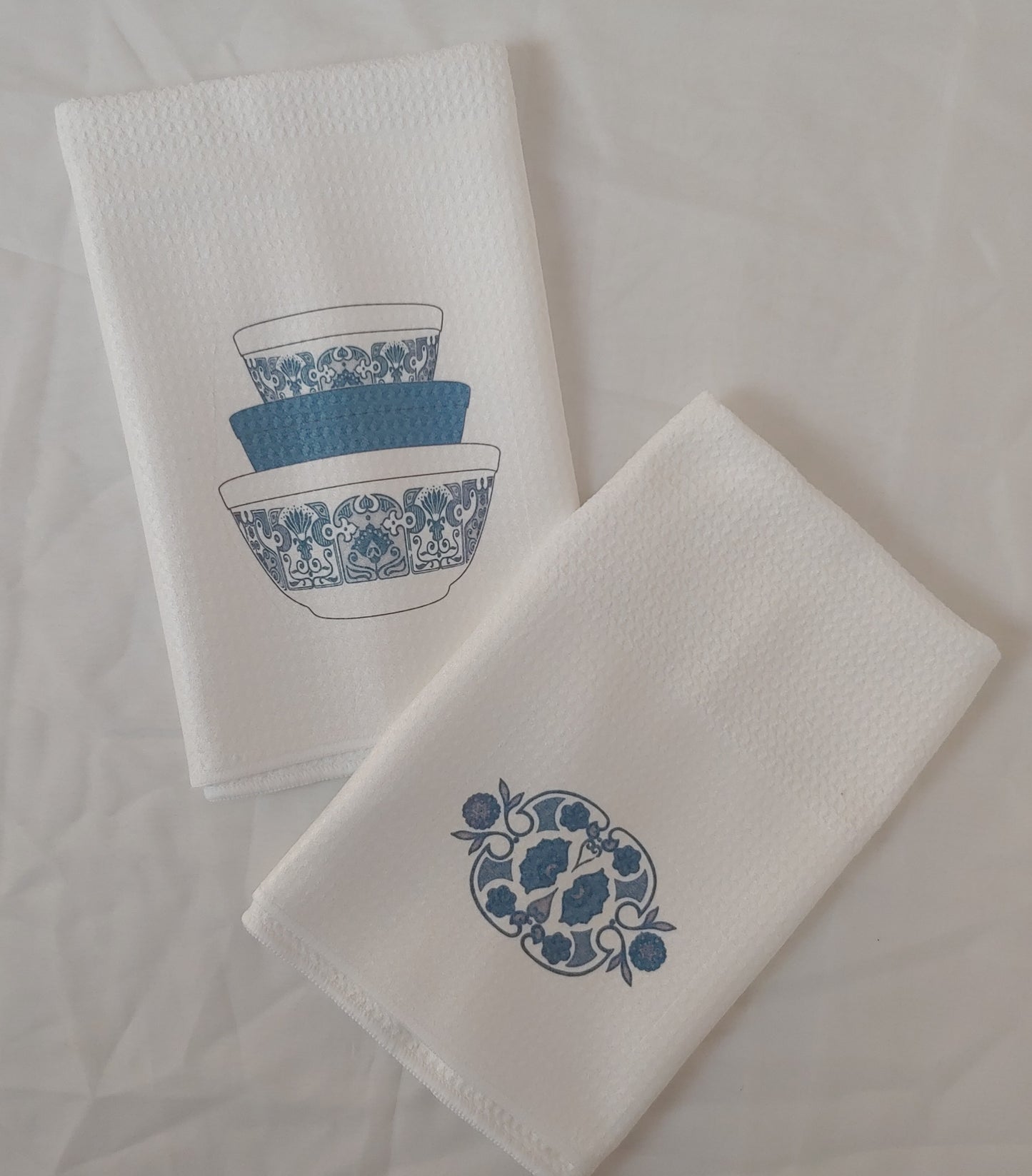 Horizon Blue Pyrex Pattern Waffle Weave Dishtowel