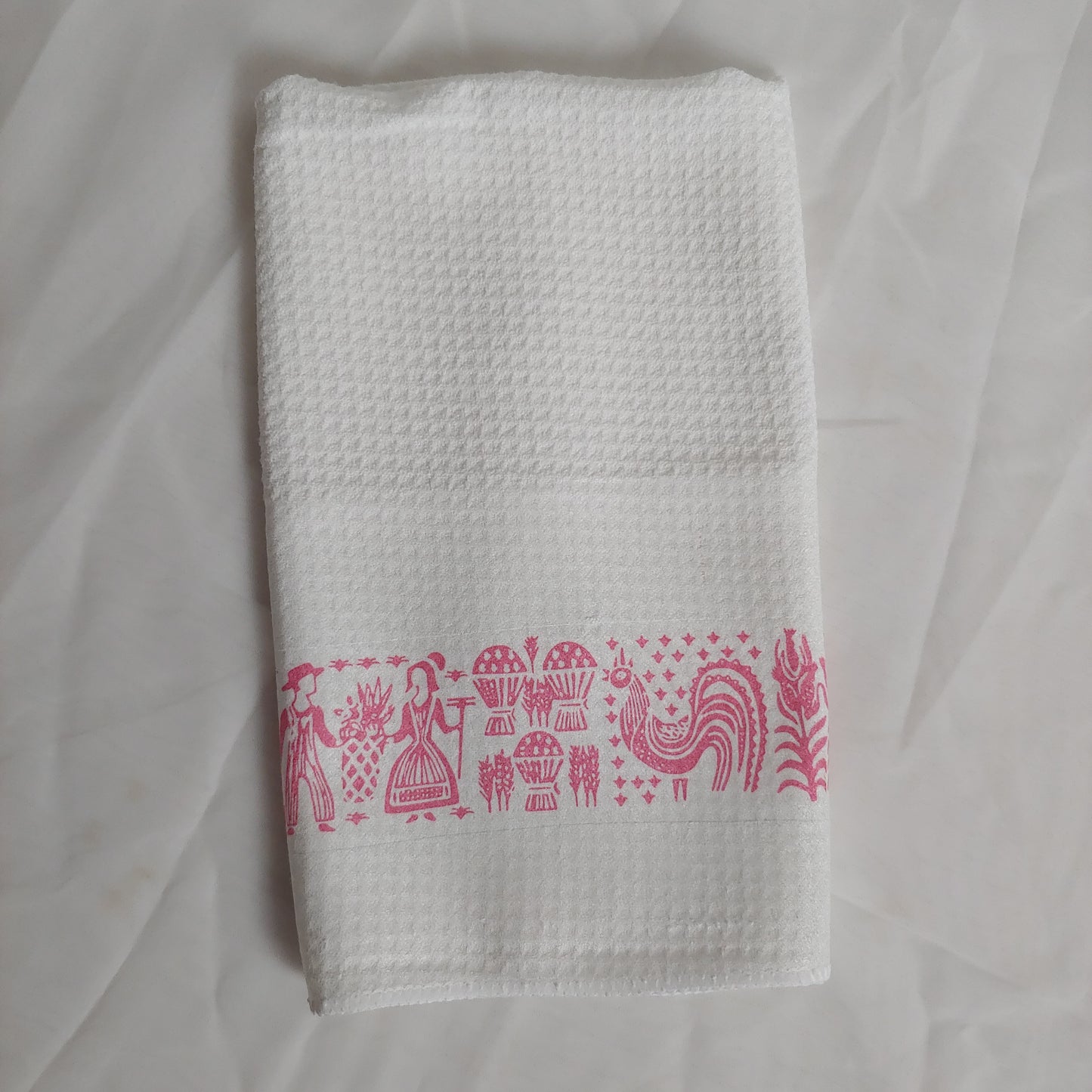 Amish Butterprint Pattern Waffle Weave Dishtowel