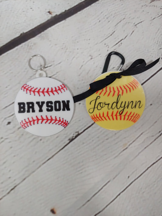 Baseball Softball Bag Tag, Personalized Acrylic Tag