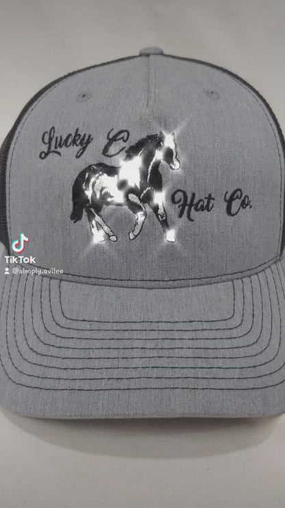 Lucky C Hat Co horse logo cap, snapback trucker hat