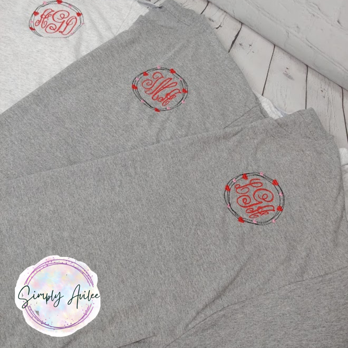 Monogrammed Tee with Heart Frame