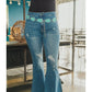 Mid Wash Extreme Flare Jeans with Rips Plus Size