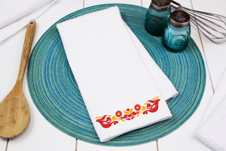 Friendship Pyrex Pattern Waffle Weave Dishtowel