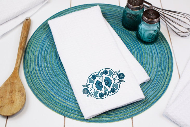 Horizon Blue Pyrex Pattern Waffle Weave Dishtowel