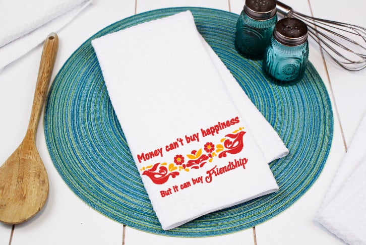 Friendship Pyrex Pattern Waffle Weave Dishtowel