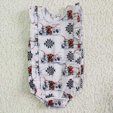 Longhorns & Ruffles Girls Swimsuit