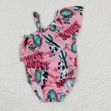 Howdy Off Shoulder Girls Swimsuit