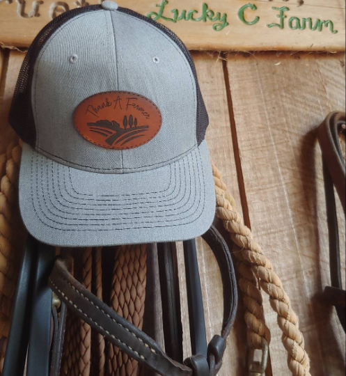 Thank A Farmer, leather patch hat cap, snapback trucker, farm hat