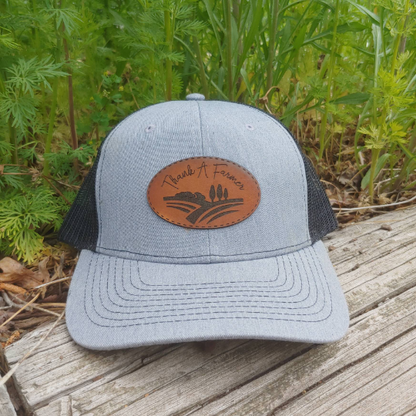 Thank A Farmer, leather patch hat cap, snapback trucker, farm hat